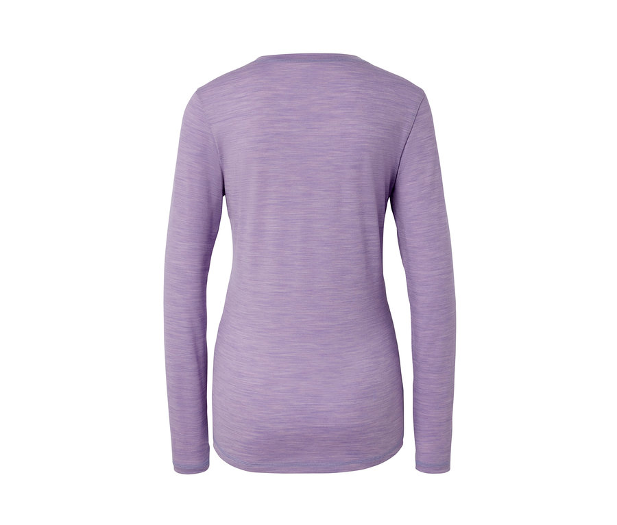 Lila Langarmshirt mit Merinowolle.
