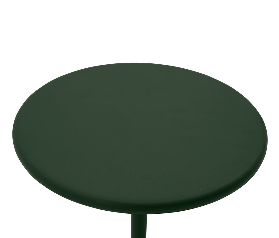 Grüne Leco Solar Stehlampe mit integriertem Tisch.