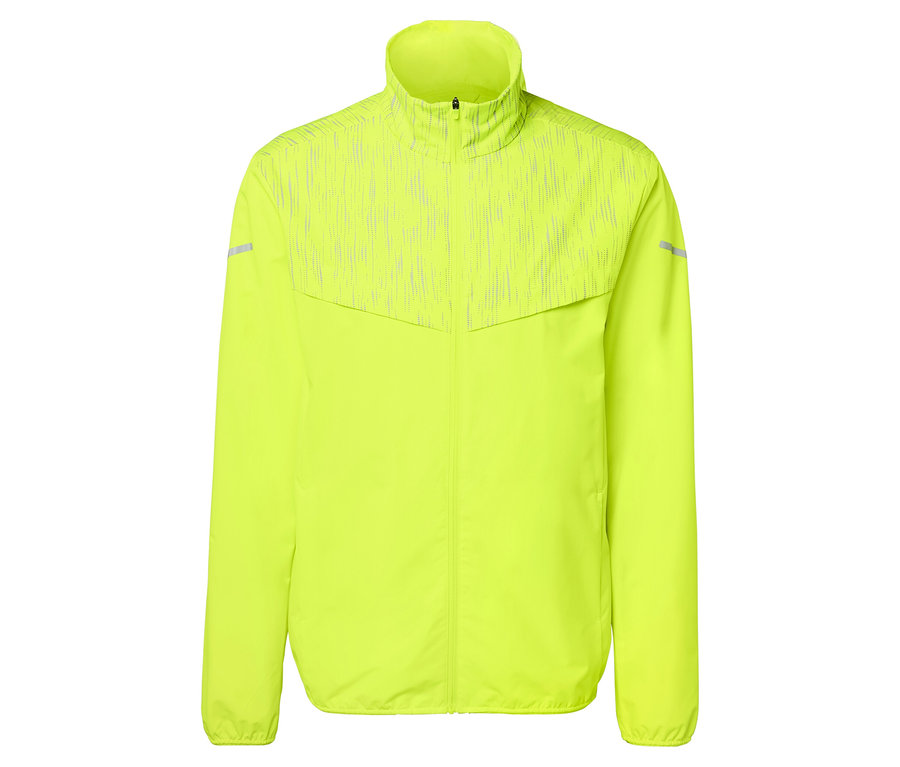Neongelbe Windprotection-Laufjacke.