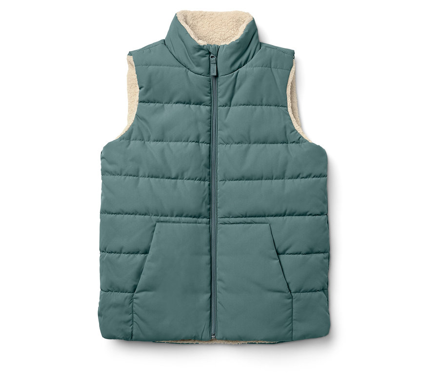 Grüne Steppweste mit Fleece-Futter.