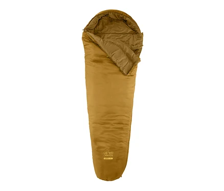 Ein ausgerollter Grand Canyon Mumienschlafsack »Kansas 190« in Dried Tobacco.
