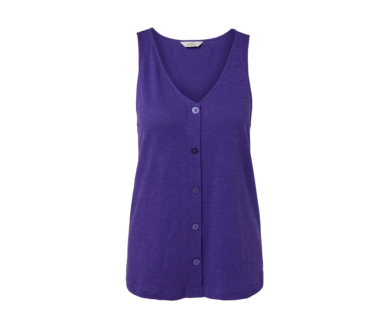 Lila Top aus Modalmix mit Knöpfen.