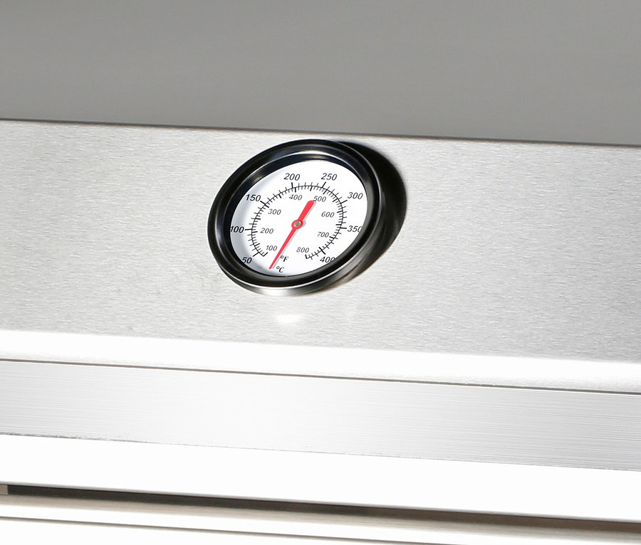 Detailaufnahme des Thermometers der Buschbeck Outdoorküche »Sheffield«.