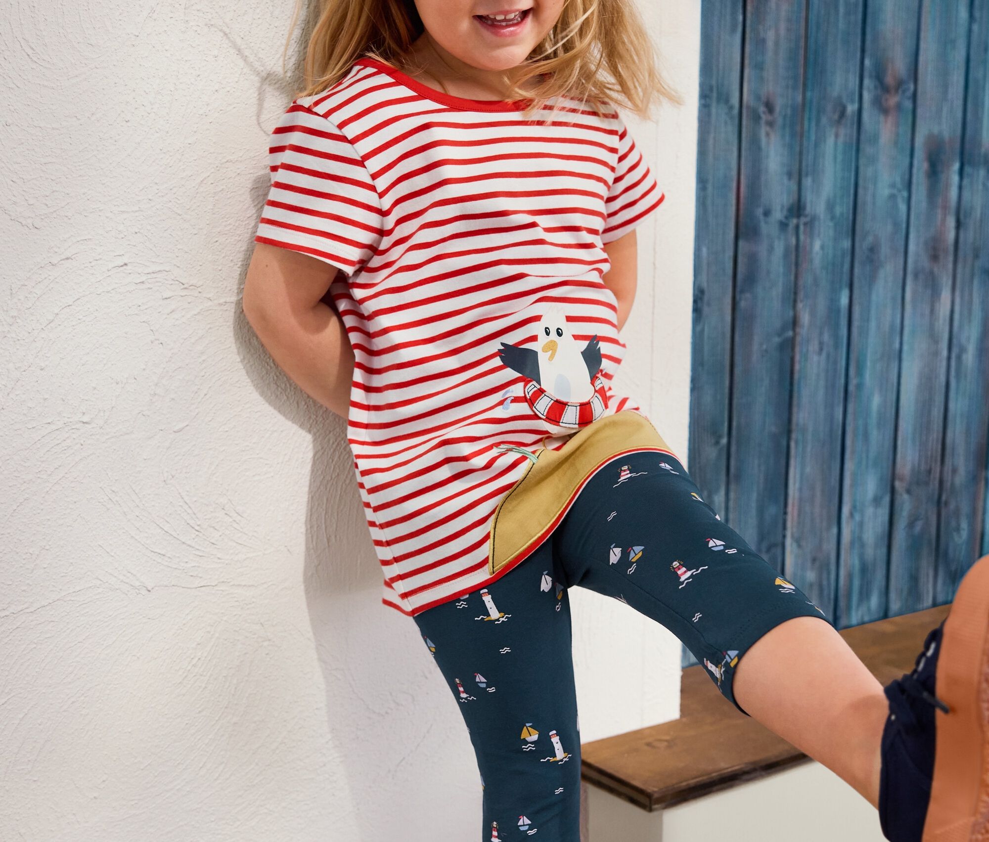 Thumbnail - Tchibo - 5 Kinder-3/4-Leggings - Herren - Gr. 110/116 - graublau/print