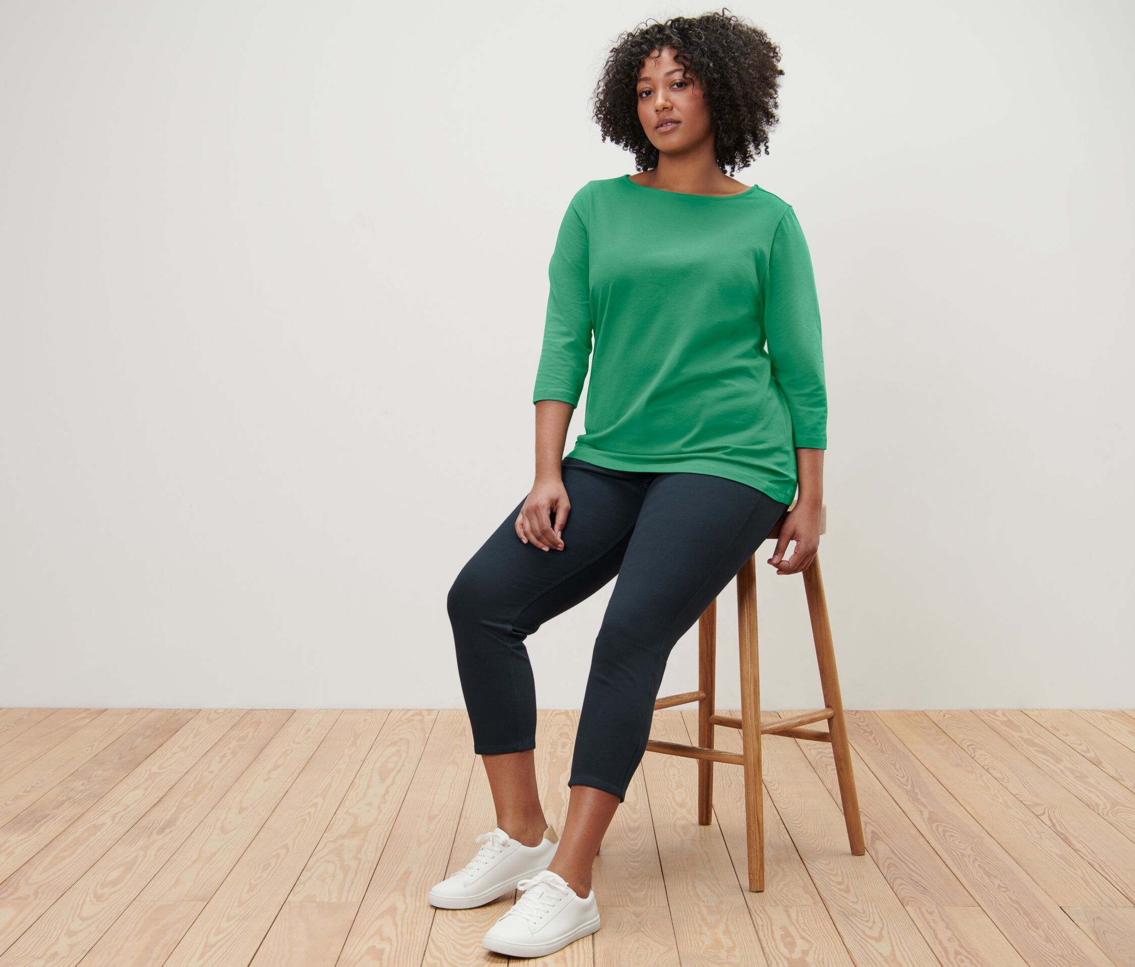 Thumbnail - Tchibo - Shirt mit 3/4-Arm - Damen - Gr. L - grün