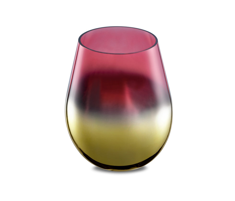 Vase mit einem Farbverlauf von Burgunderrot zu Gold.