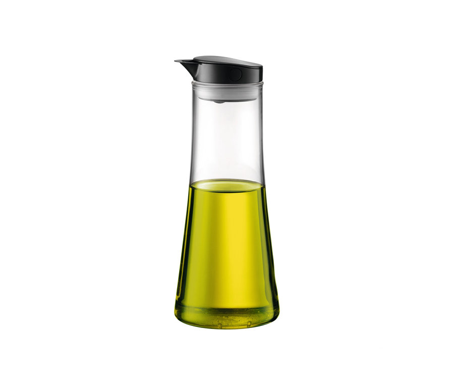 Ein Glasbehälter mit Olivenöl und einem schwarzen Deckel. BODUM® Öl-/Essigbehälter »BISTRO«, ca. 0,5 l