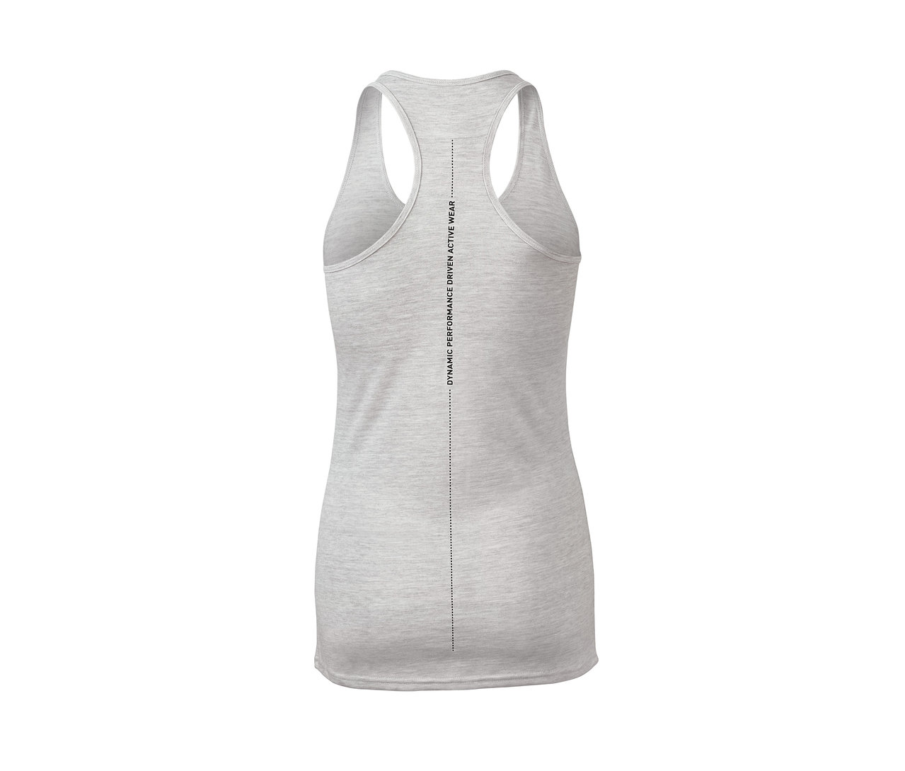 Detailansicht von hinten des hellgrauen 2-in-1-Sportshirts.