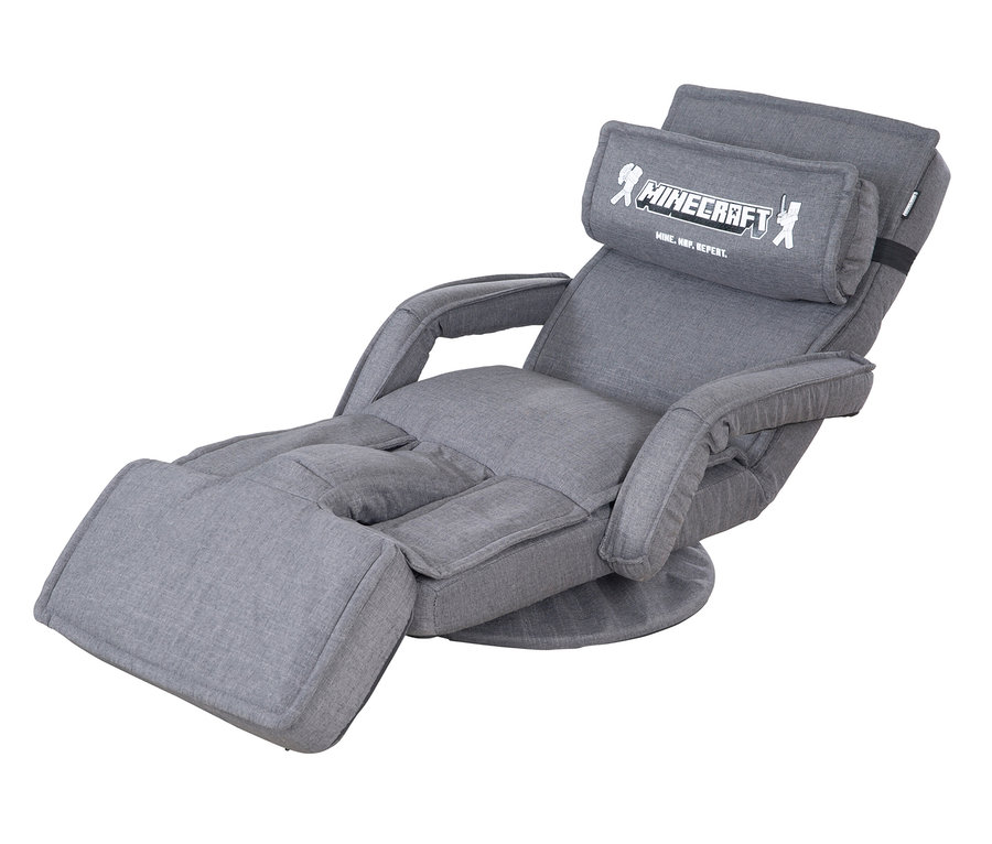 Grauer roba Minecraft Loungesessel mit Beinen und Armlehne.