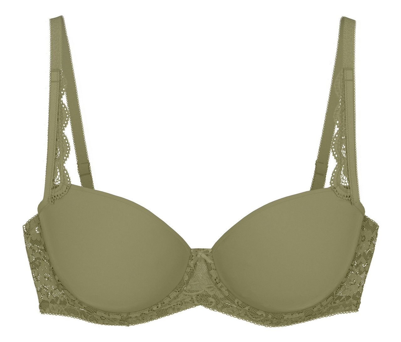 Triumph Amourette WP BH in Olivgold mit Spitzendetails an Trägern und Seiten.