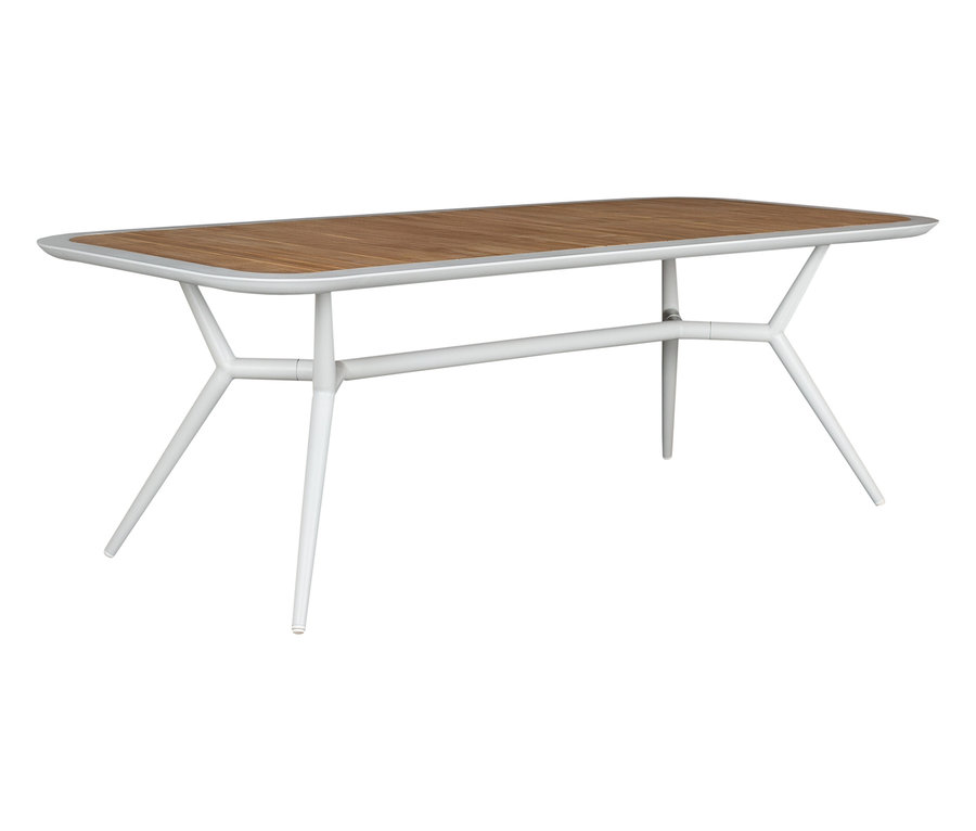 Ein DeVries Tisch, 220 x 100cm, Teil eines DeVries Dining-Sets, steht auf einem weißen Hintergrund.