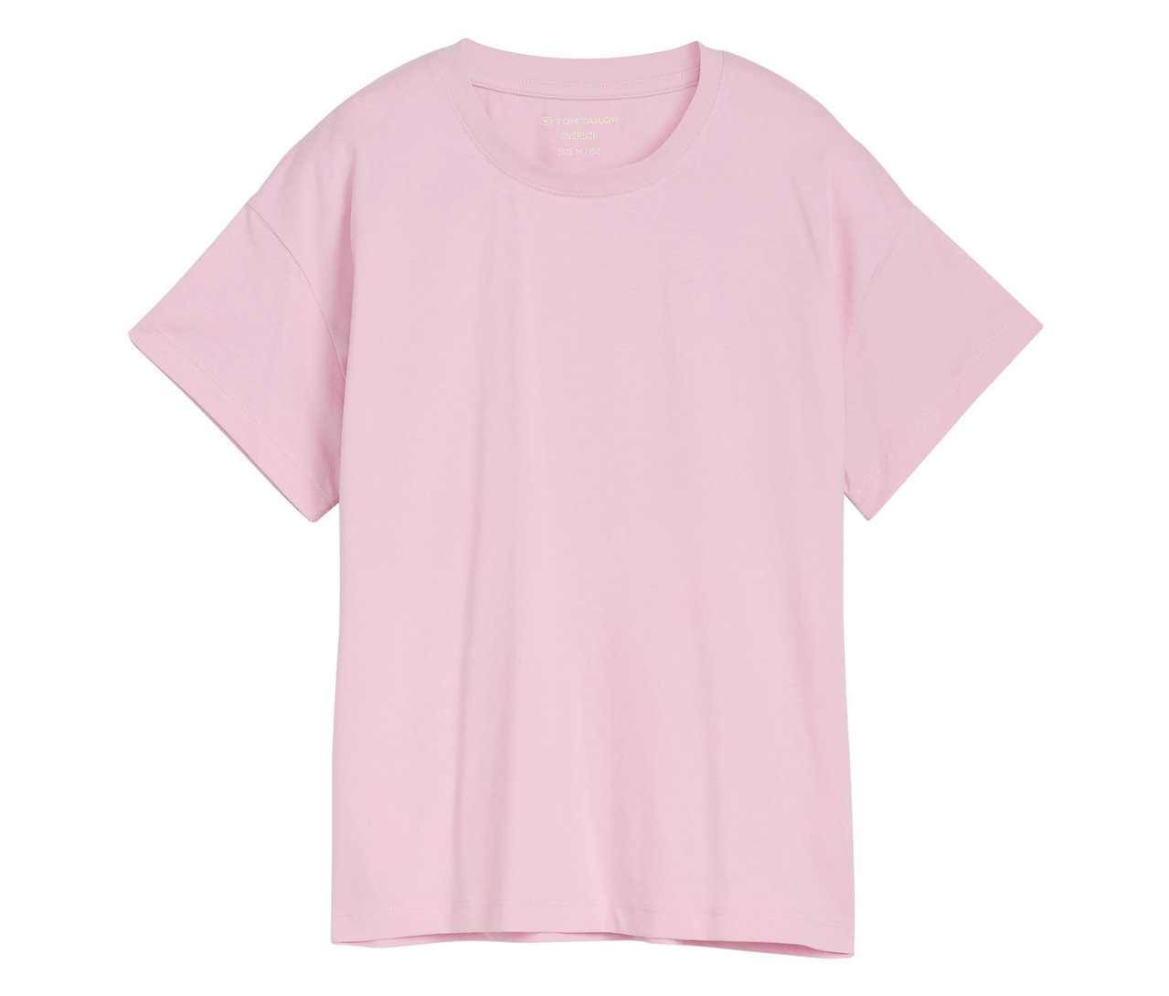 Das pinke Tom Tailor T-Shirt mit Print liegt flach und mittig im Bild.