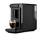 Eine schwarze »Esperto mini« Kaffeemaschine mit einer Tasse Kaffee.