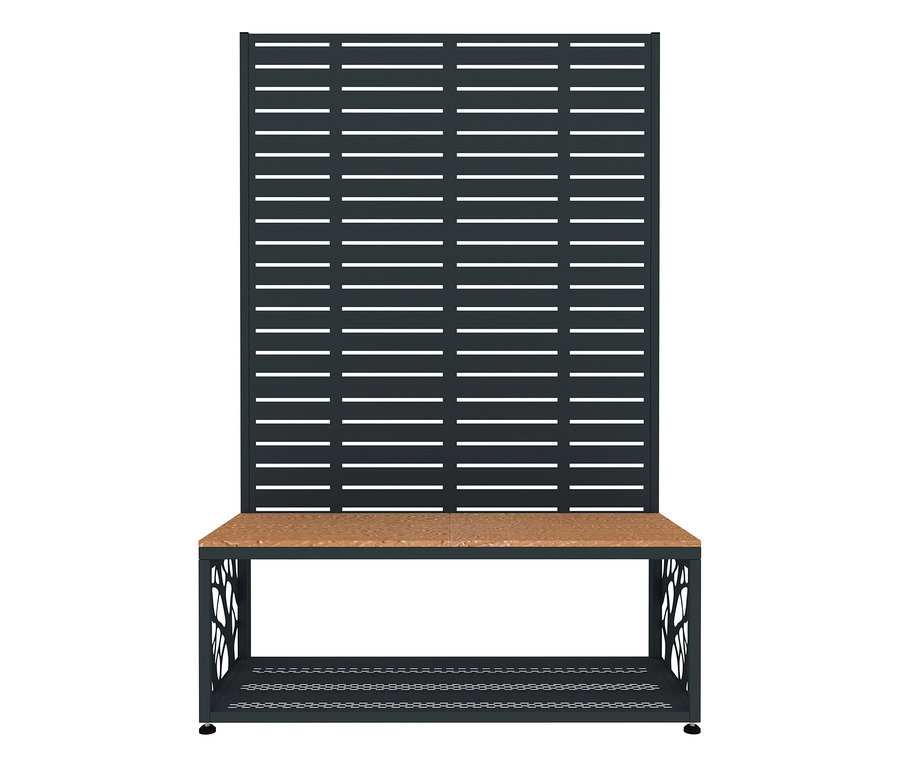 Sichtschutz mit Sitzbank und Kaminholzregal