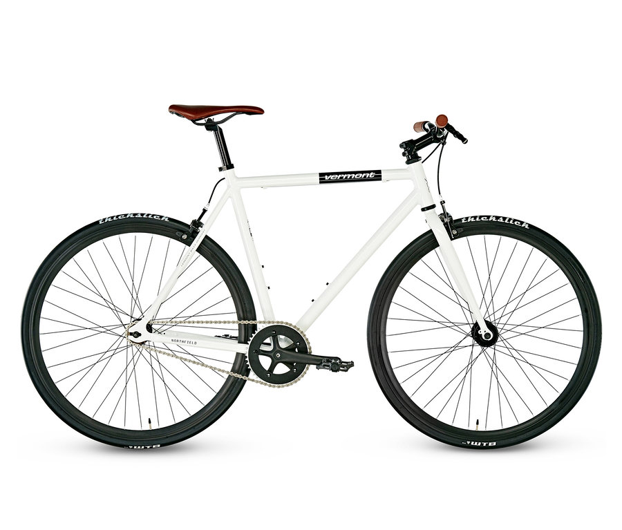 Weißes VERMONT-Damen-Singlespeed-Fahrrad »Northfield«.