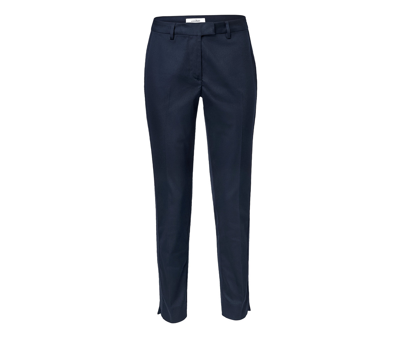 Knöchellange, dunkelblaue Hose mit Galonstreifen.