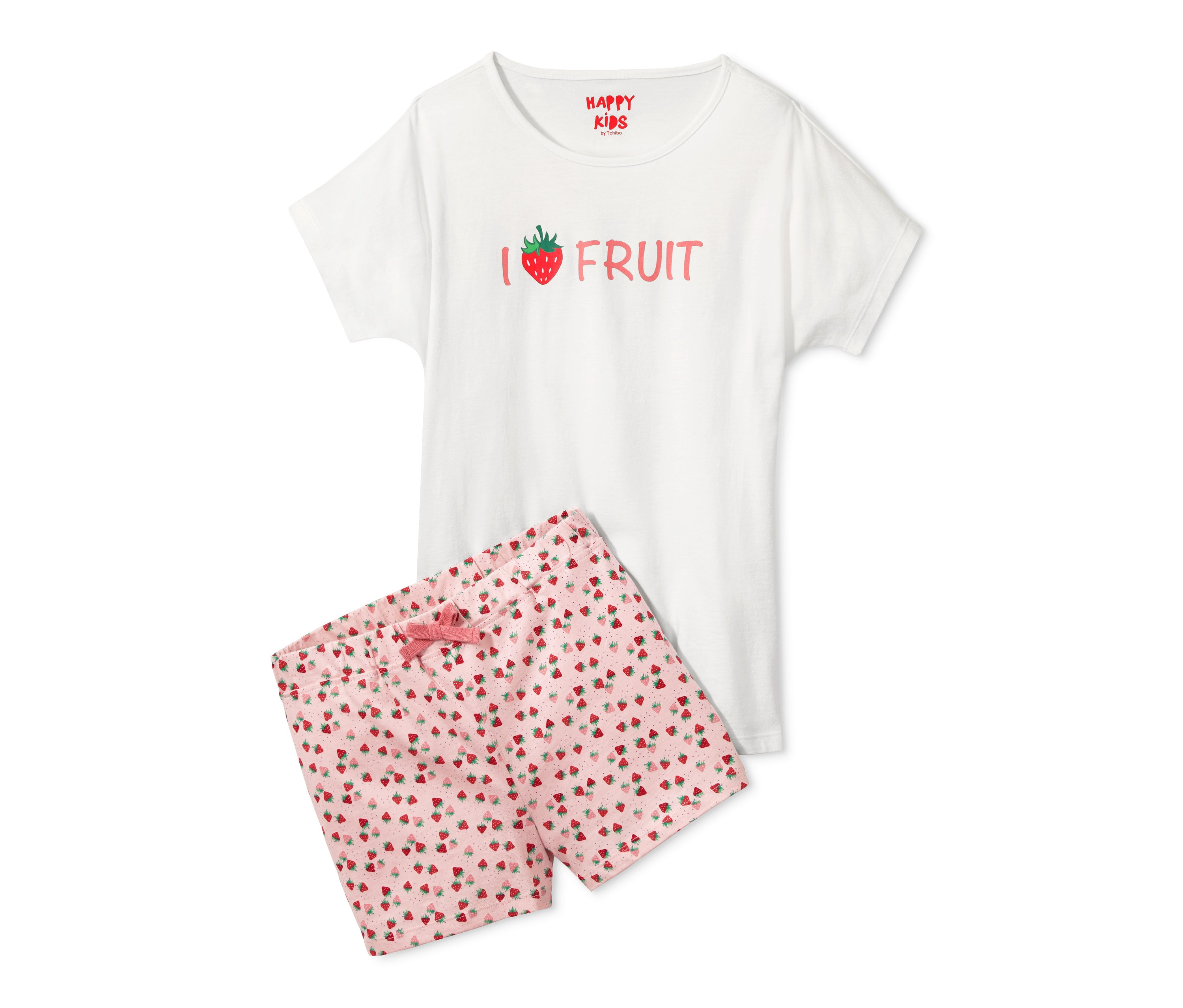 Shorty-Pyjama mit Erdbeermuster.