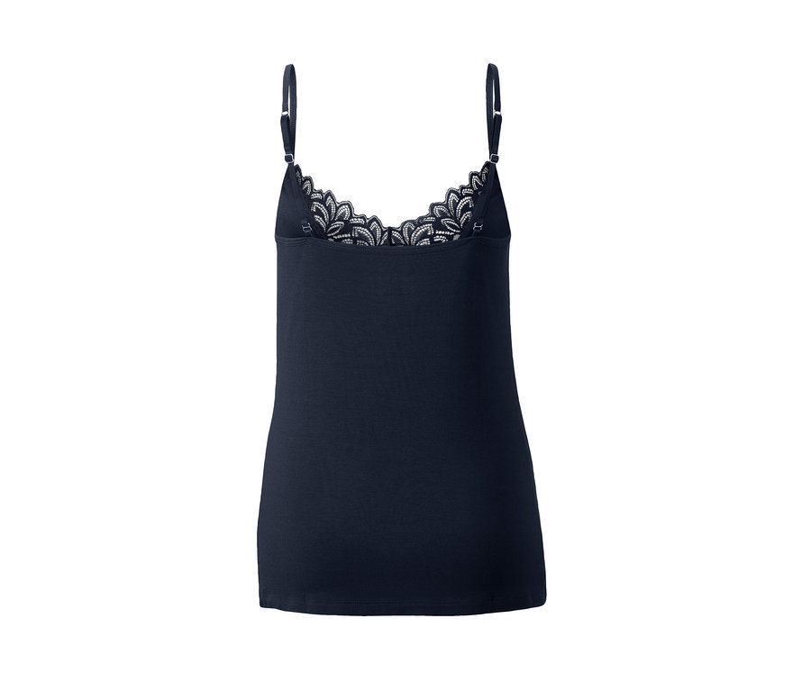 Marineblauer Shorty-Pyjama mit Spitze.
