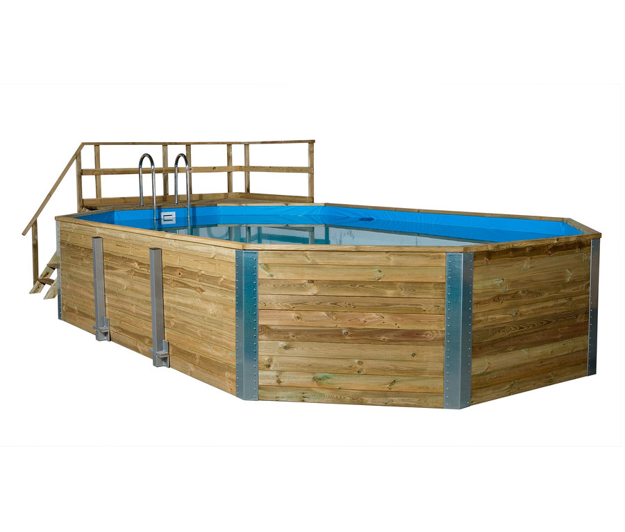 Weka Massivholz-Gartenpool inkl. Abdeckhaube, ca. 376 x 714 x 116 cm.