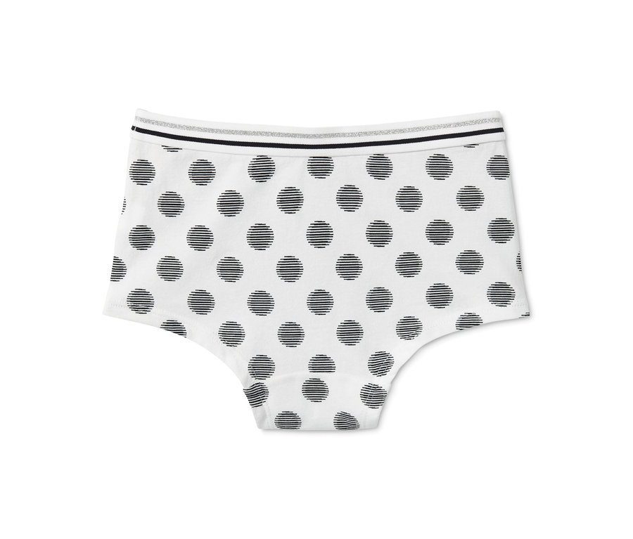 Weiße 3 Mädchen-Pantys mit schwarzen Punkten.
