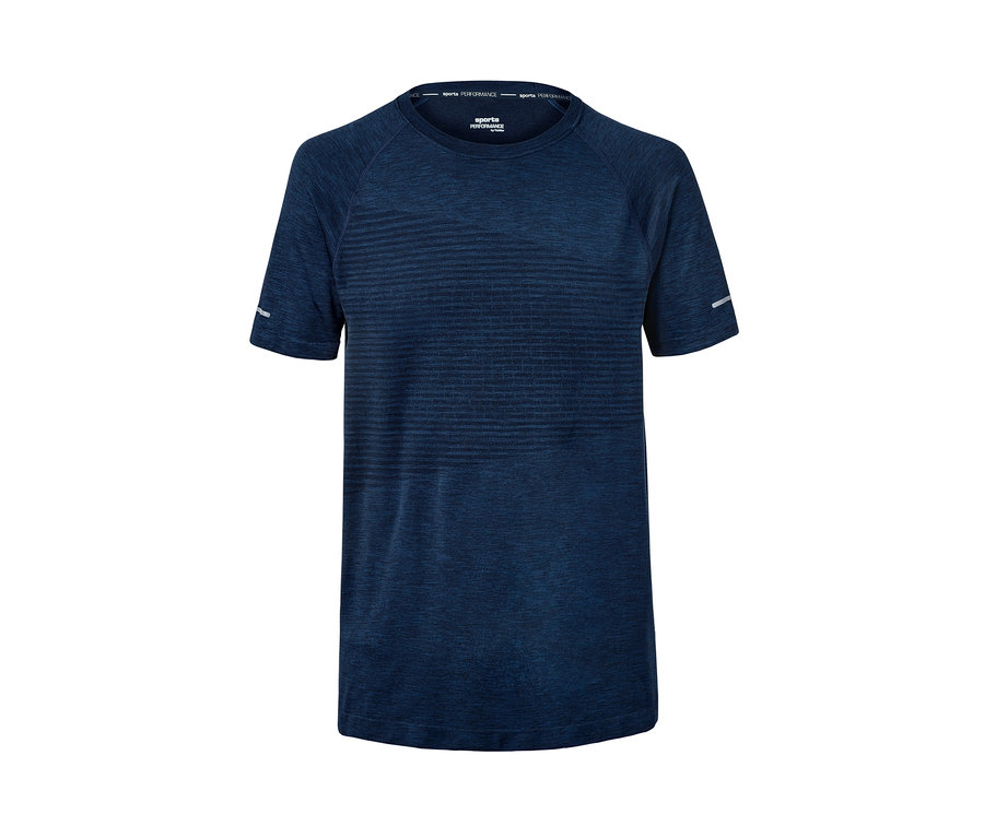 Dunkelblaues Klima-Tec-Funktionsshirt mit kurzen Ärmeln.