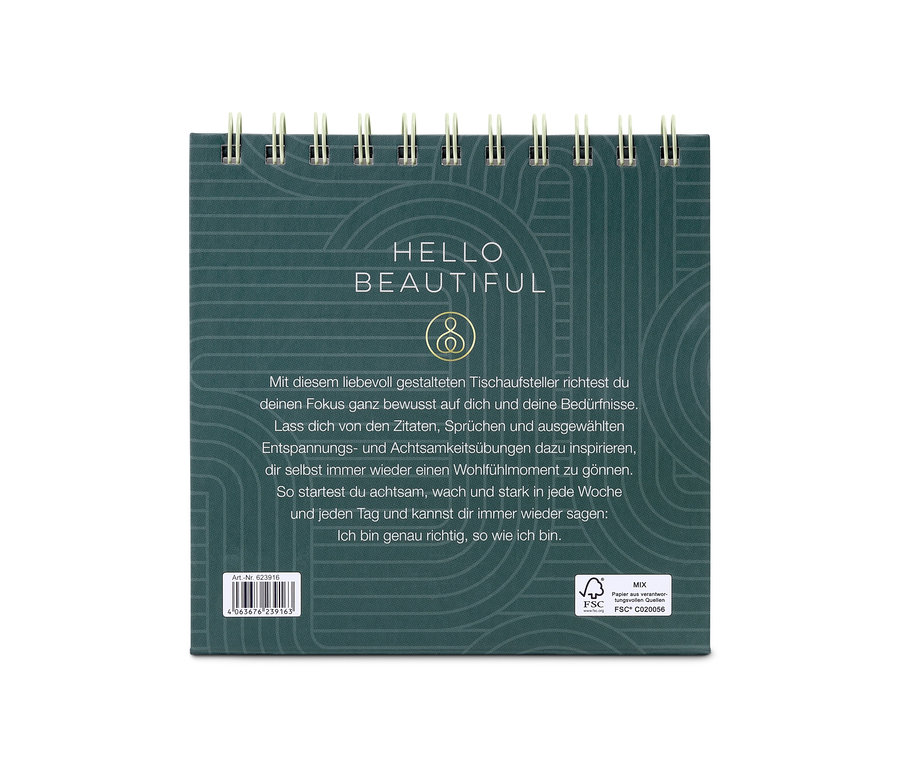 Nahaufnahme des Buchs: Tisch-Aufsteller »Hello Beautiful«.