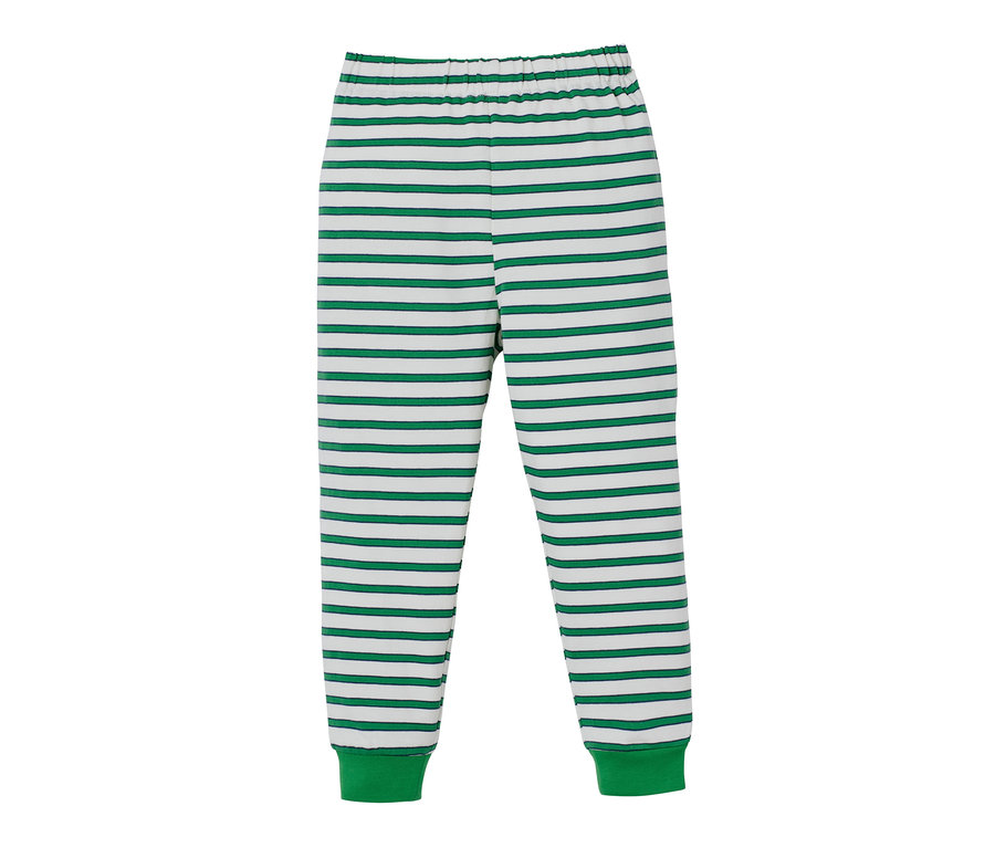 Grün-weiß gestreifte 2 Pyjamas aus Bio-Baumwolle.