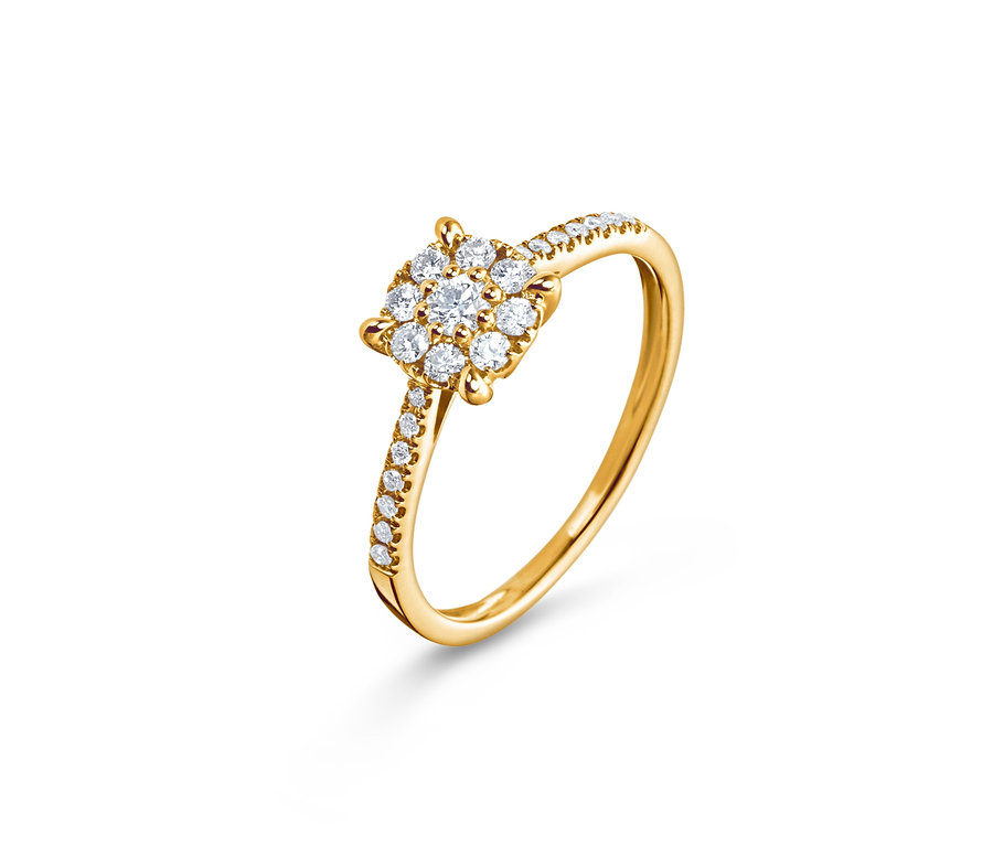 Detailansicht eines Rings mit Diamanten, 585 Gold.