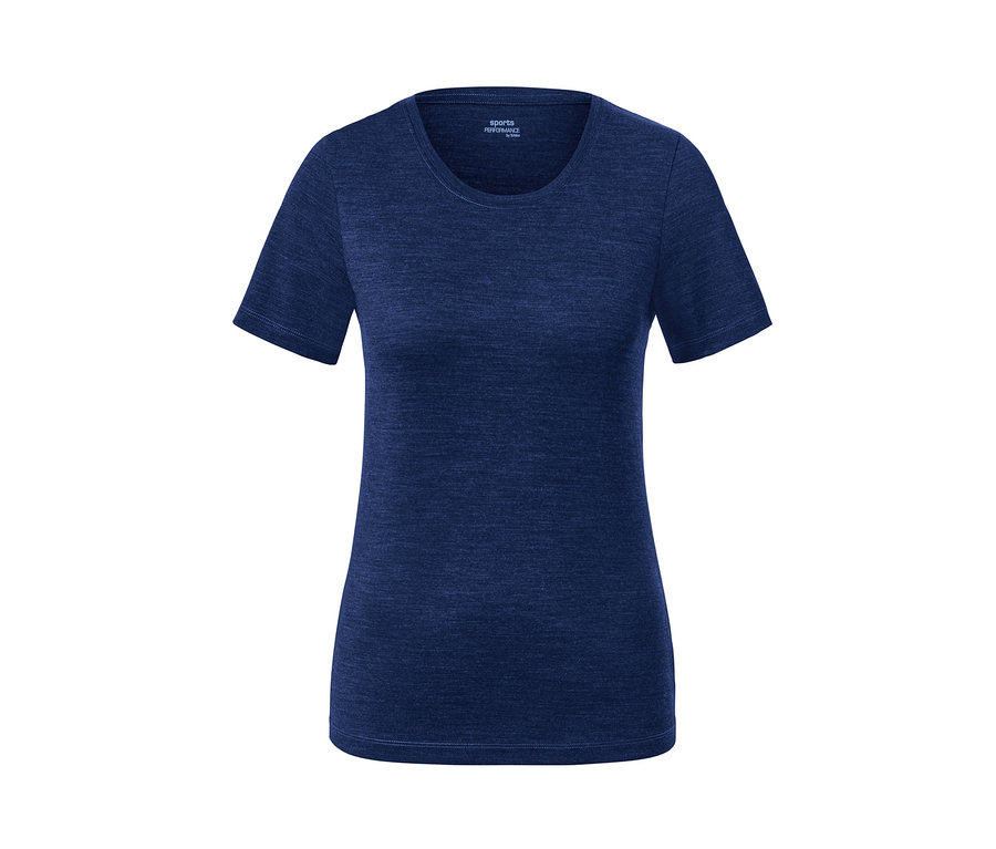 Blaues Funktionsshirt mit Wolle (Merinowolle).