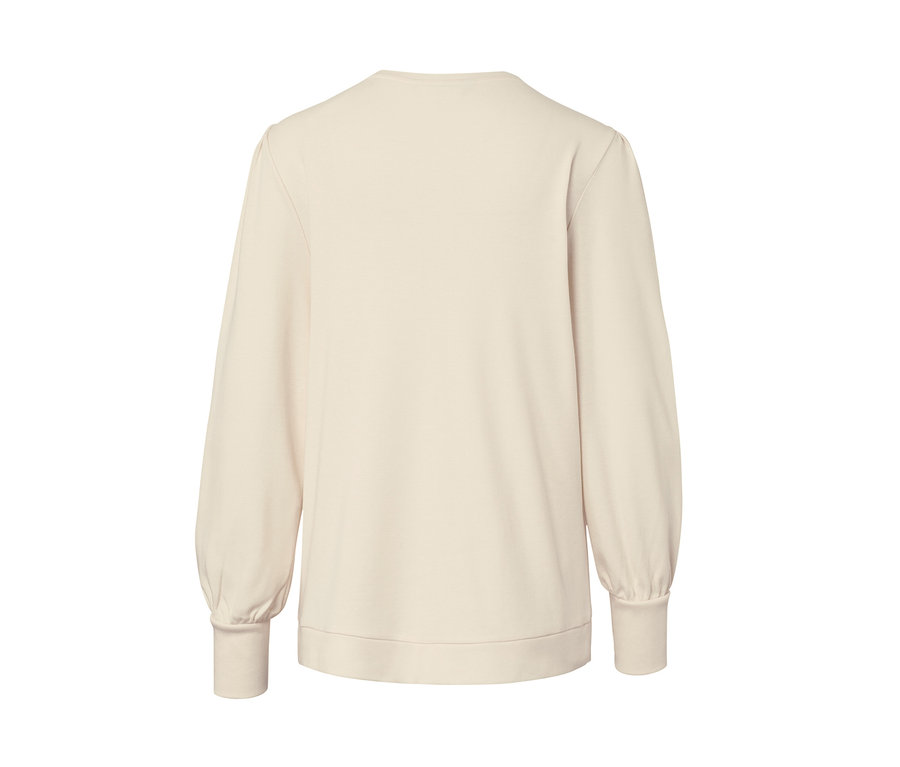 Cremeweißes Interlock-Langarmshirt.