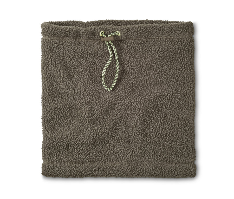 Khakifarbener Loopschal mit Kordelzug.