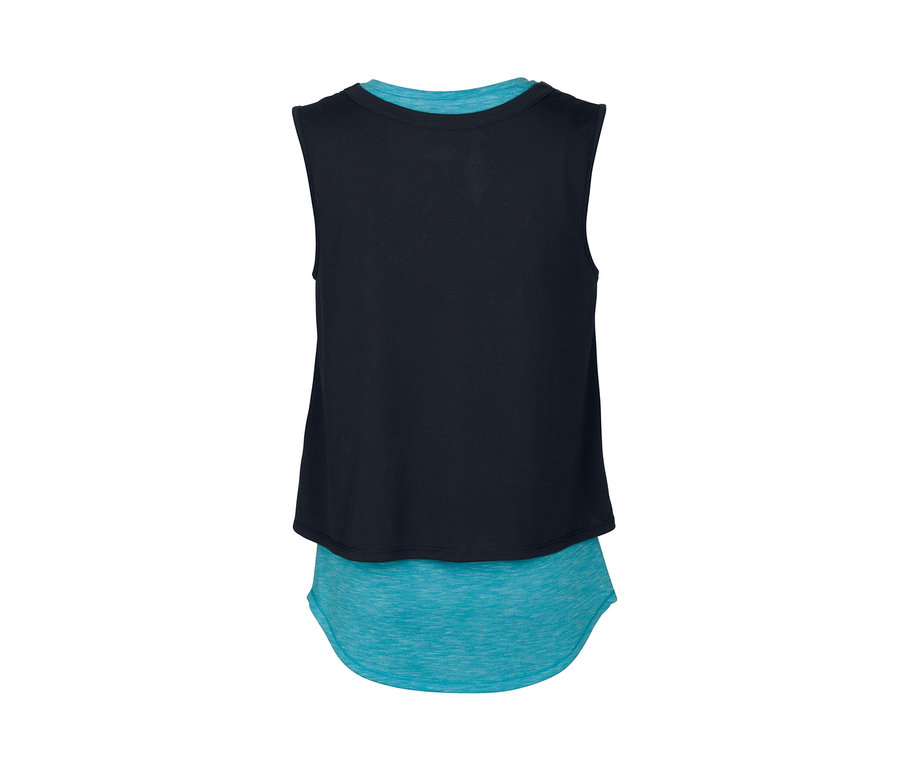 Schwarz-türkises 2-in-1-Sporttop.