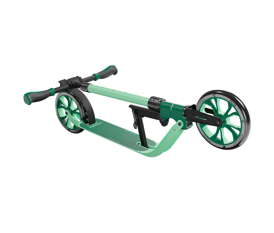 Nahaufnahme eines grünen HUDORA BigWheel® 205 advanced Scooters.