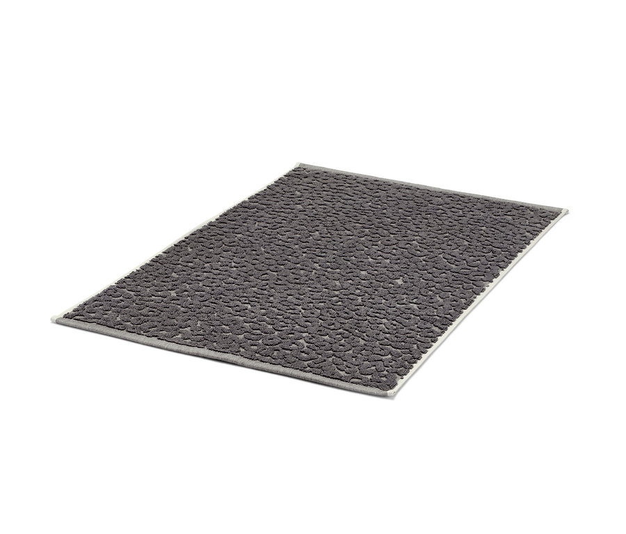 Graue Premium-Jacquard-Duschvorleger im Leo-Dessin.