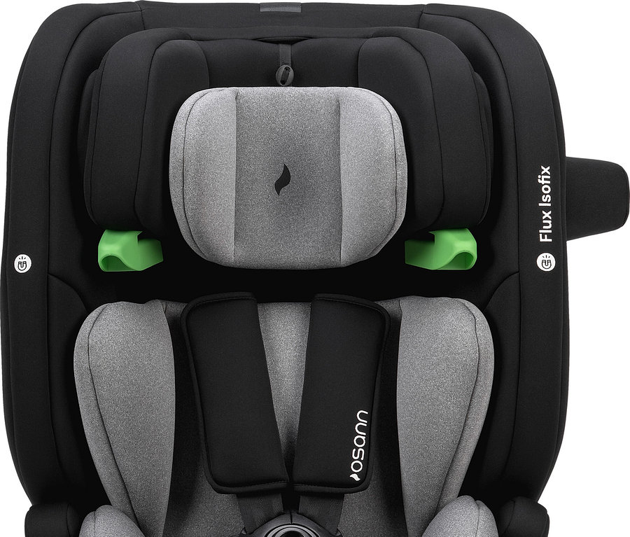 Schwarzer und grauer Osann Kindersitz »Flux Isofix i-Size«.