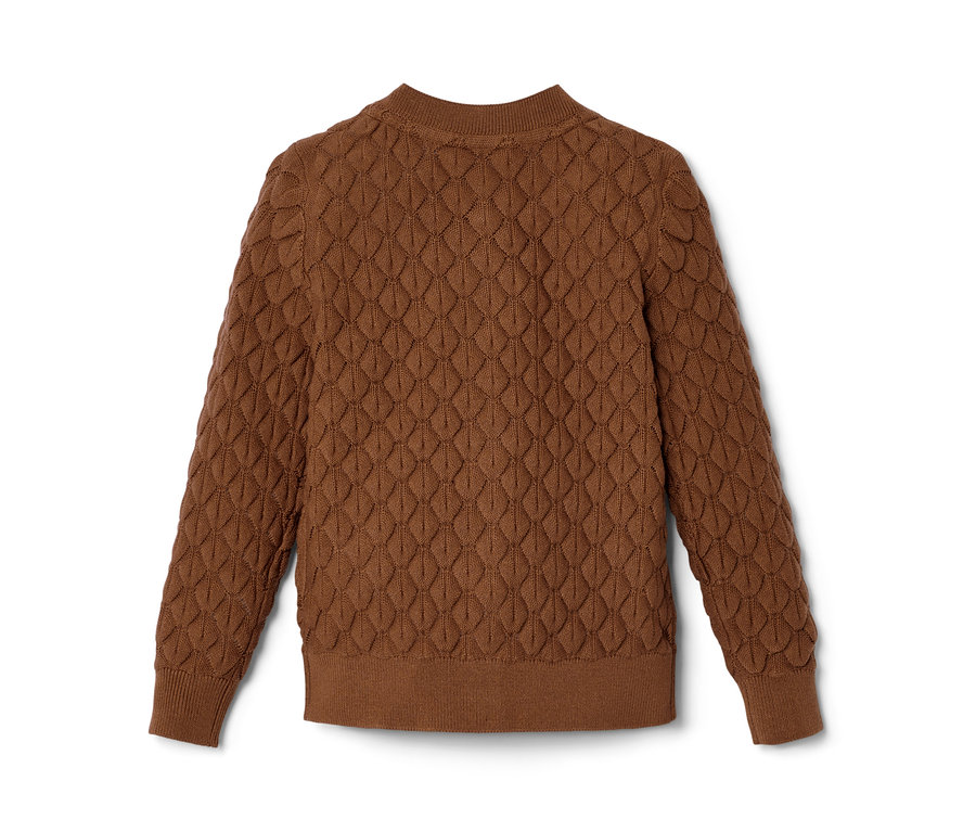 Braune Kleinkind-Strickjacke.