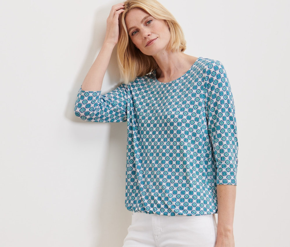 Thumbnail - Tchibo - Blusenshirt mit Alloverprint - Damen - Gr. M - weiß/print