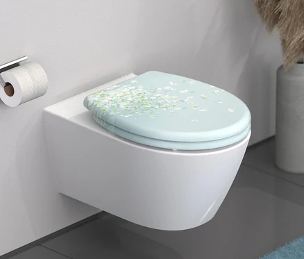 Wand-WC mit Duroplast WC-Sitz, Flower in the Wind.