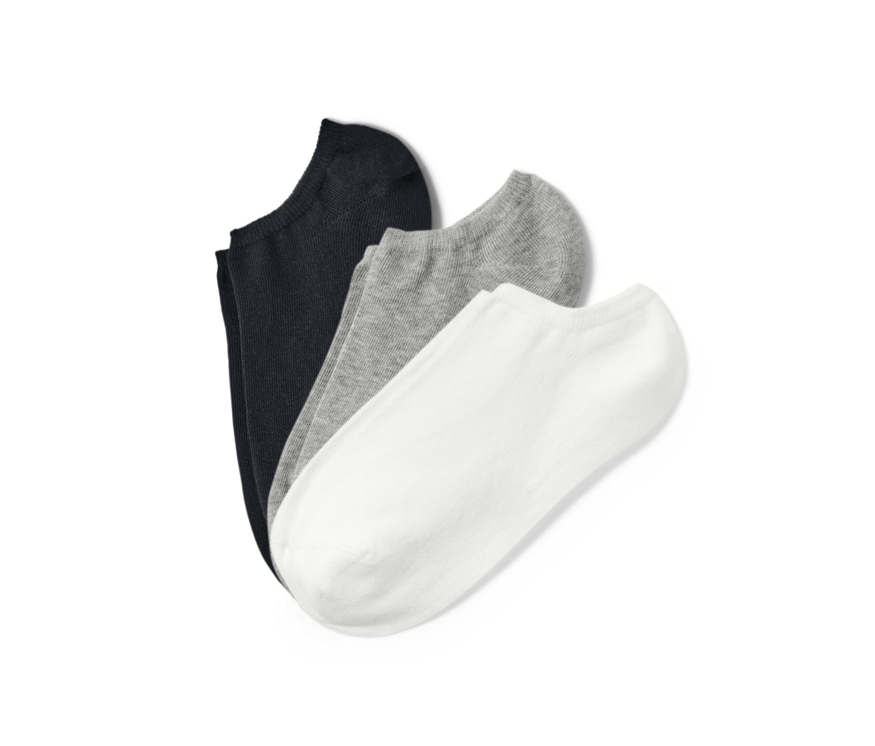 Schwarze, graue und weiße Socken.