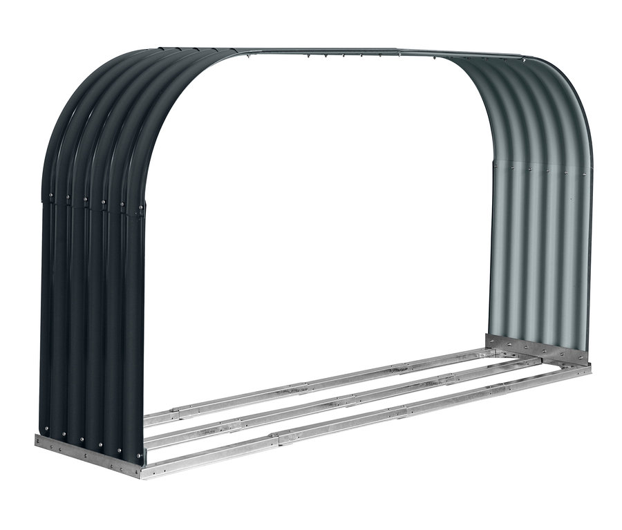 Metallkonstruktion des Kaminholzregals.