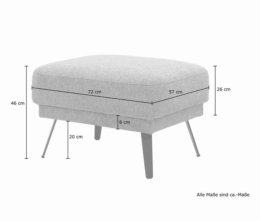 Abmessungen des grauen Domo Collection Toledo Hockers sind 46 x 72 x 57 x 26 cm.