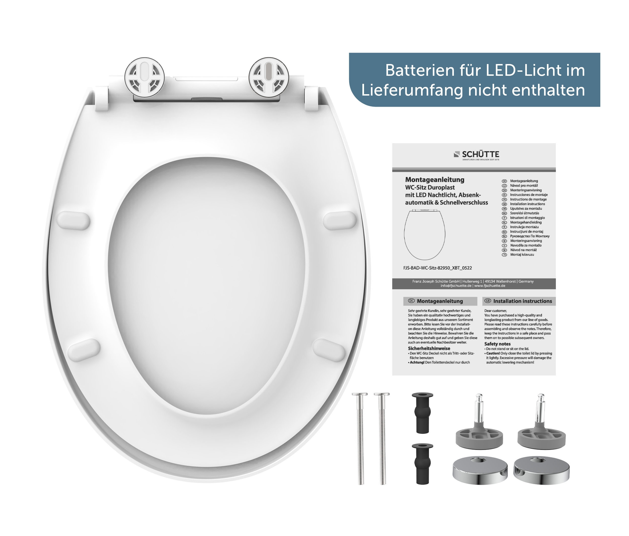 Schütte WC-Sitz mit LED, Absenkautomatik, Schnellverschluss
