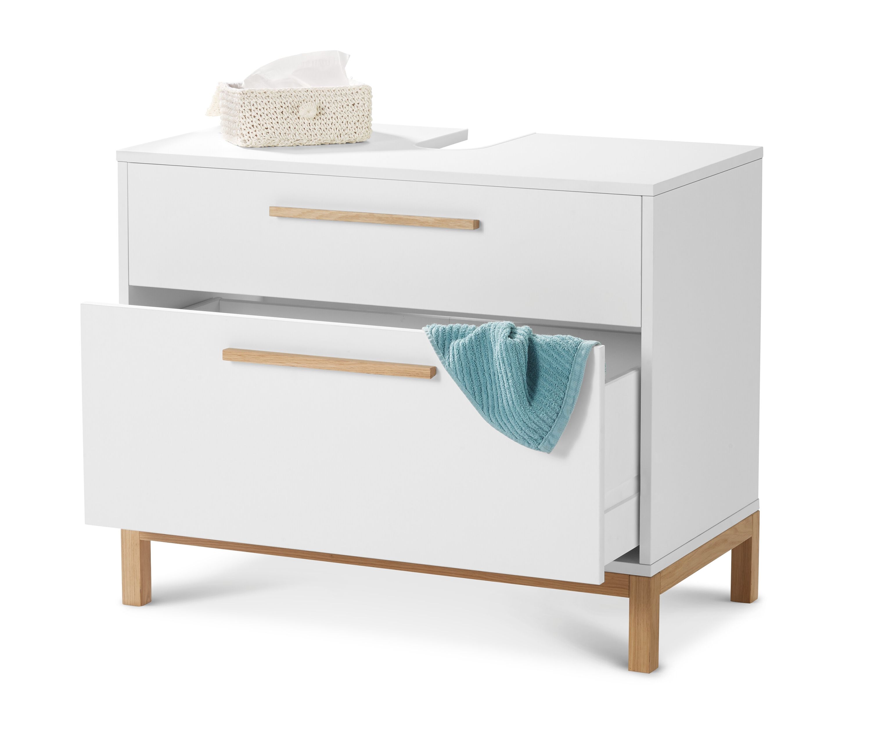 Tchibo - Waschbeckenunterschrank »Eklund« mit 2 Schubladen - 82x42x66cm - braun - Holz / Eichenholz