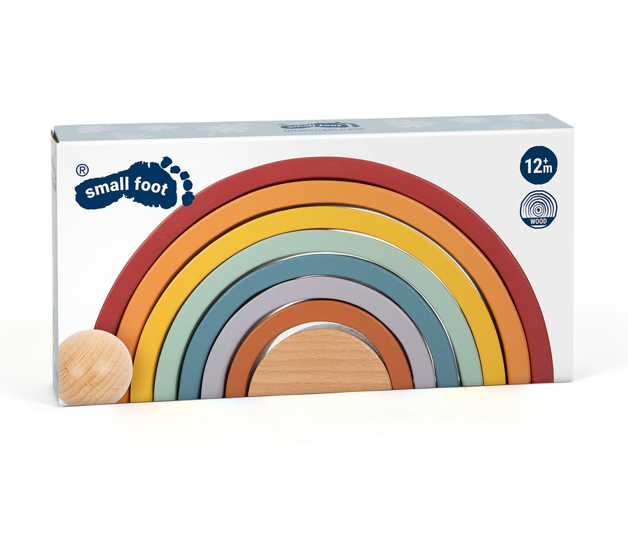 Verpackung der small foot Regenbogen-Holzbausteine "Safari".