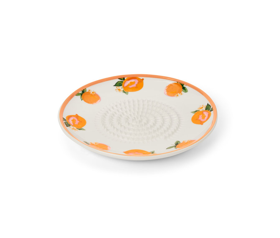 Tellerreibe mit Orangenmotiven.