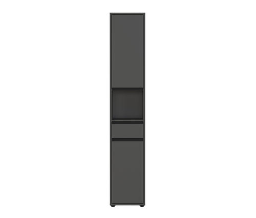 Ein graphitfarbener Hochschrank »Lemont« mit Schublade und Regal.