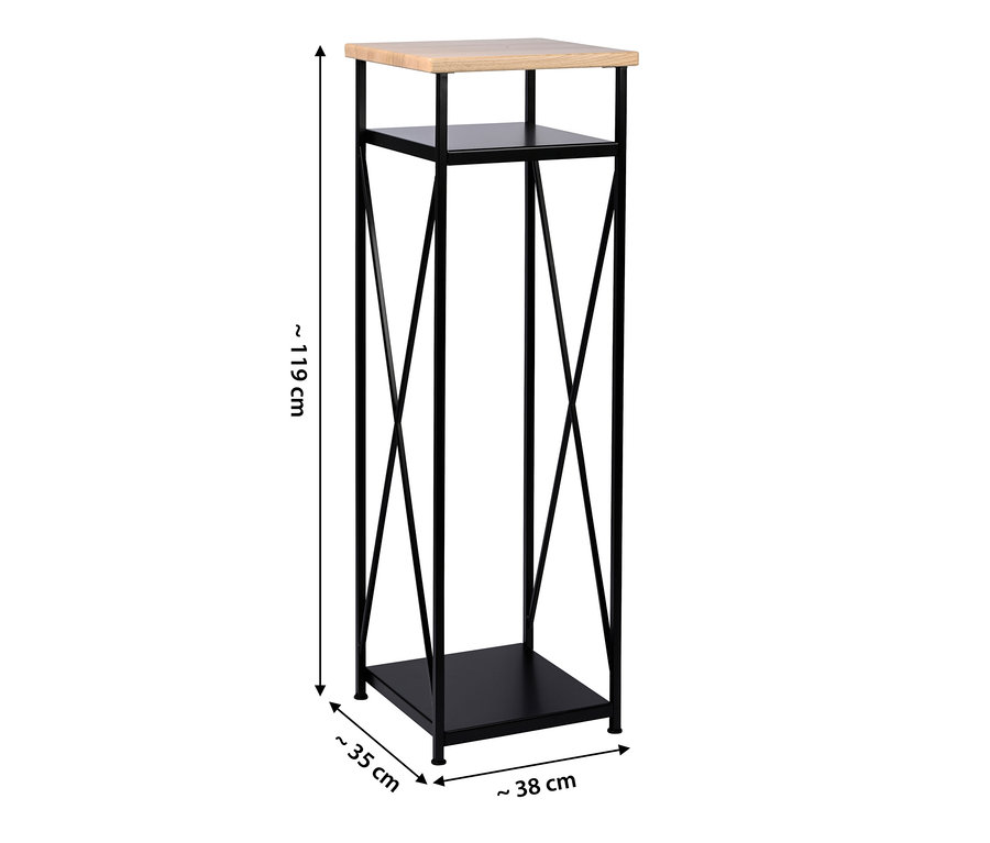 Schwarzes Kaminholzregal mit Holzdeckel, L.