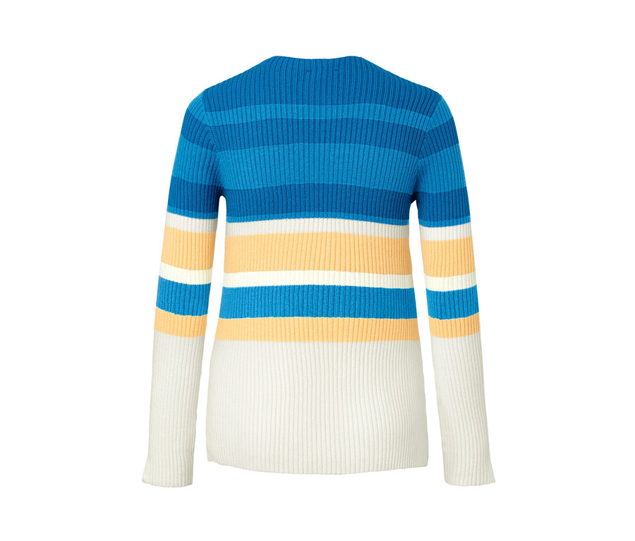Gestreifter gerippter Pullover mit langen Ärmeln.