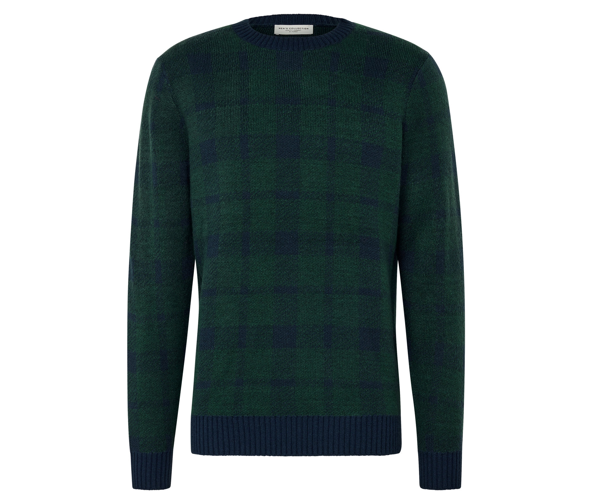 Strickpullover - Herren - Gr. L - grün/kariert - grün