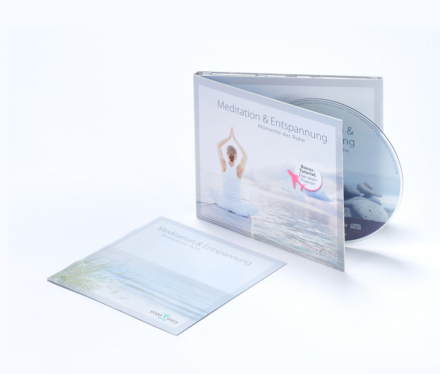 Cover der CD »Meditation und Entspannung – Momente der Ruhe« und eingelegtes Blatt.
